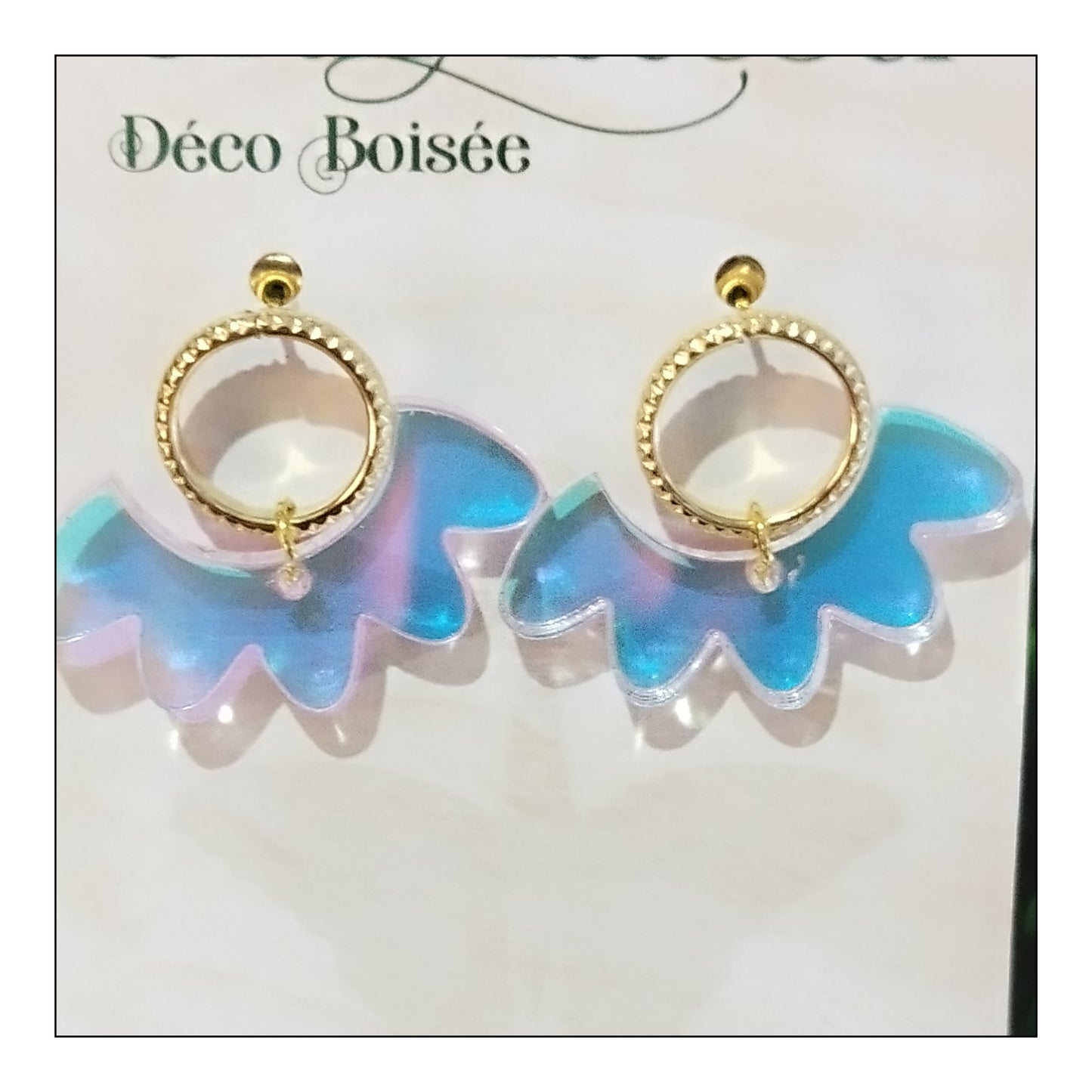 BO demi fleur holographique monture dorée