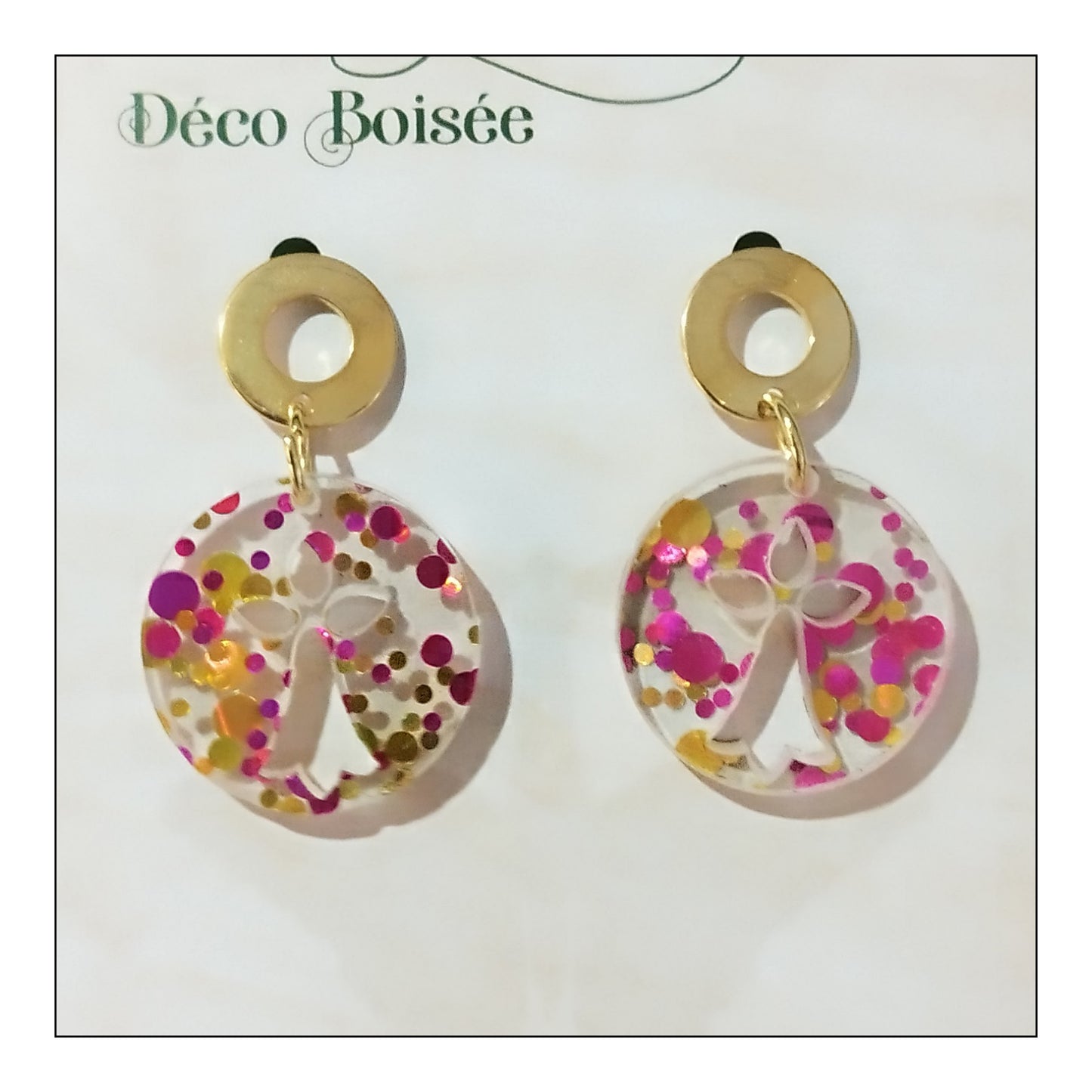 BO hermine paillettes dots rose monture dorée