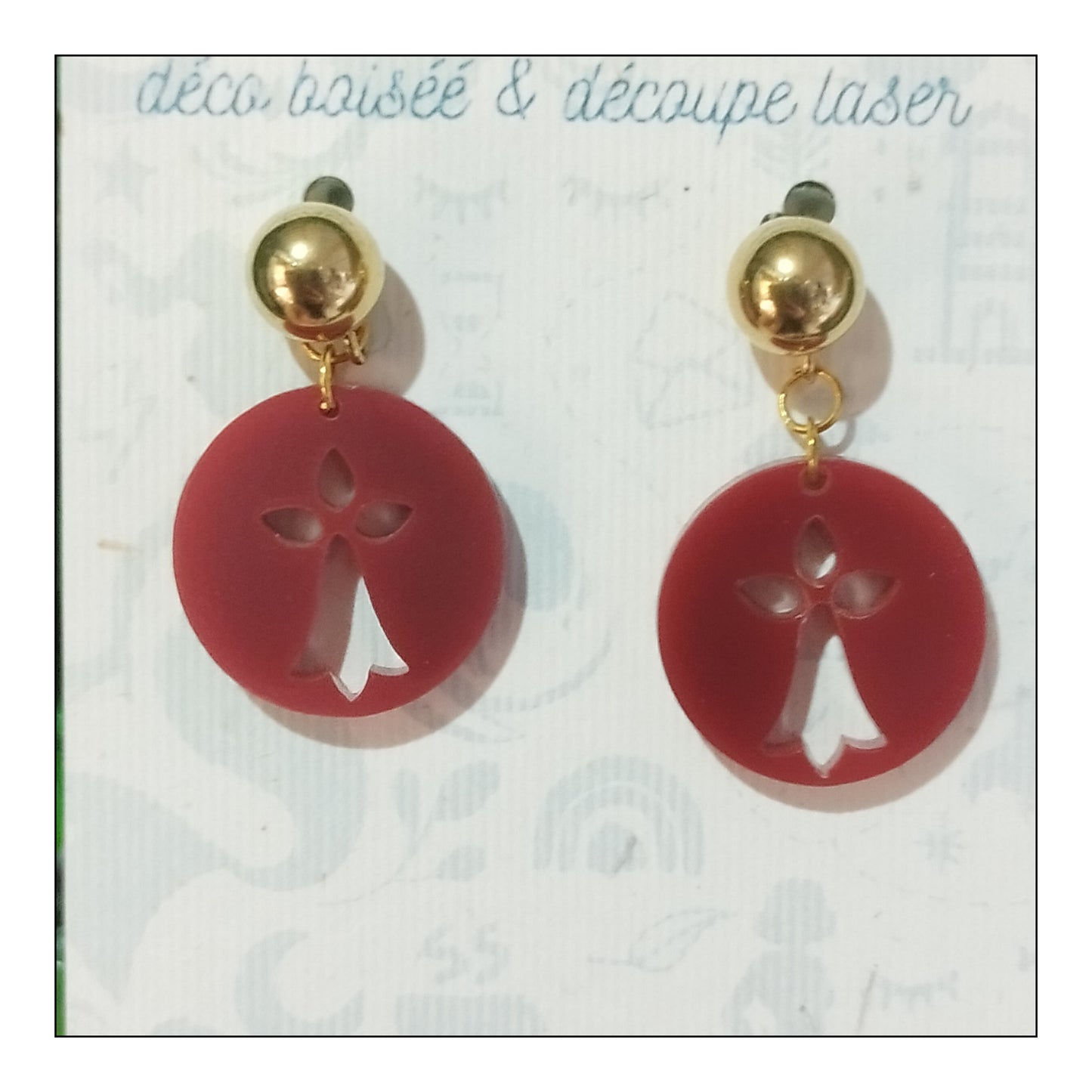 BO hermine pastel rouge cerise monture dorée