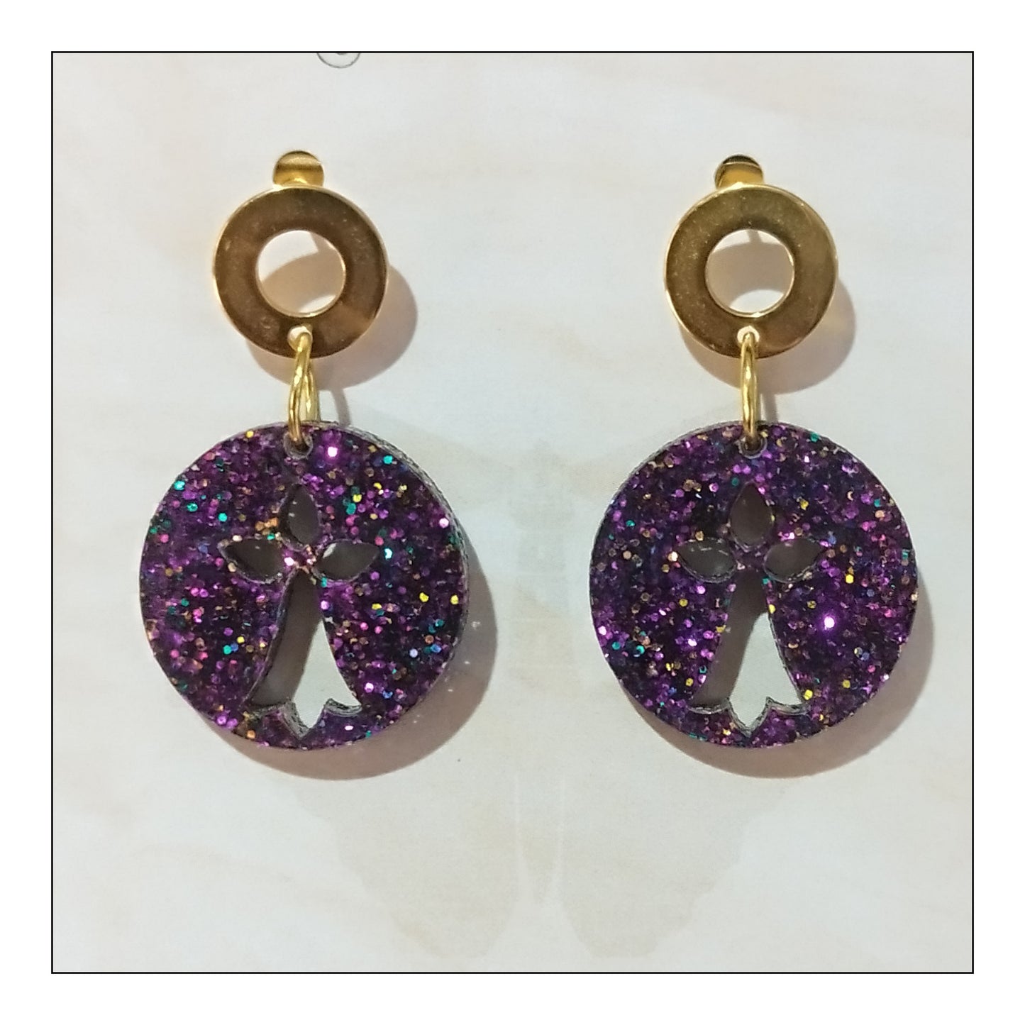 BO hermine paillettes violettes monture dorée