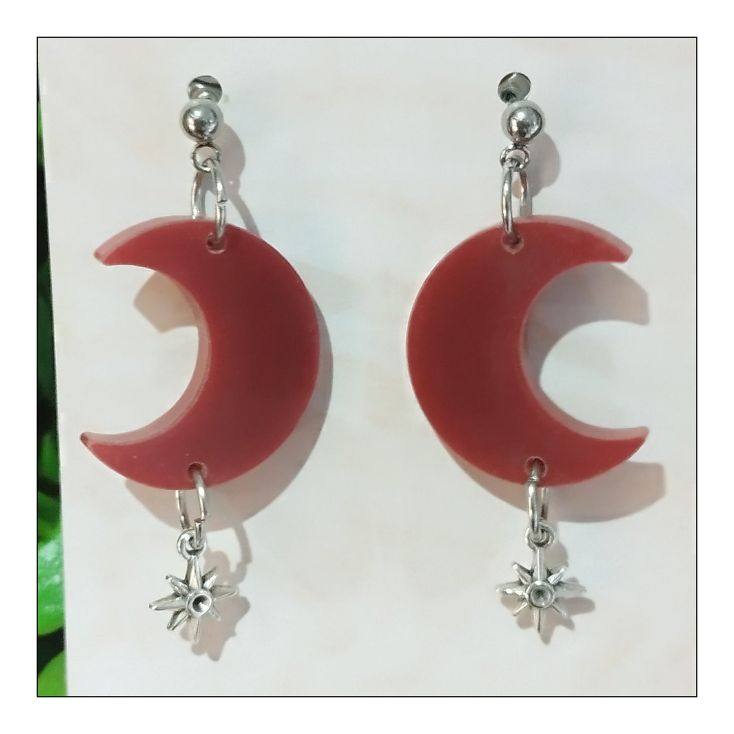 BO lune pastel rouge cerise monture argentée