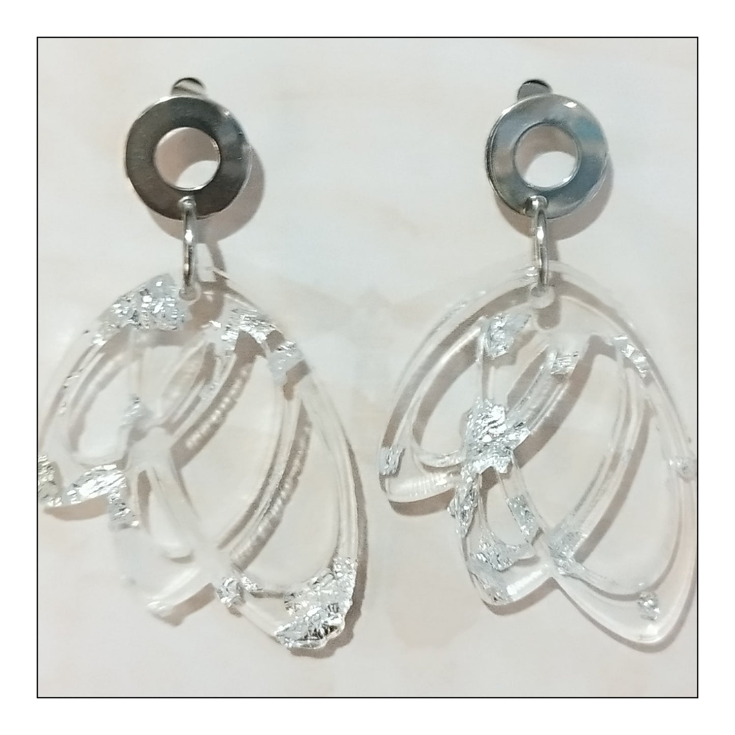 BO grand papillon feuille d'argent monture argentée