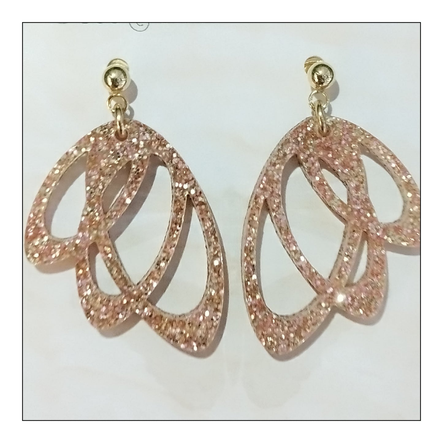 BO grand papillon paillettes rose champagne monture dorée