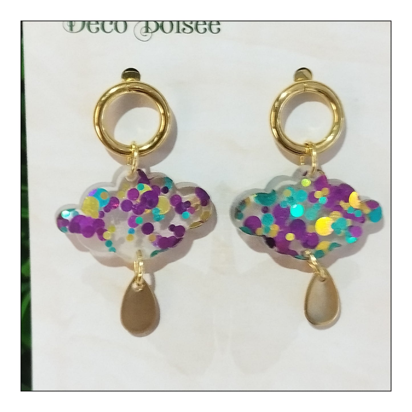 BO nuage paillettes dots violettes monture dorée
