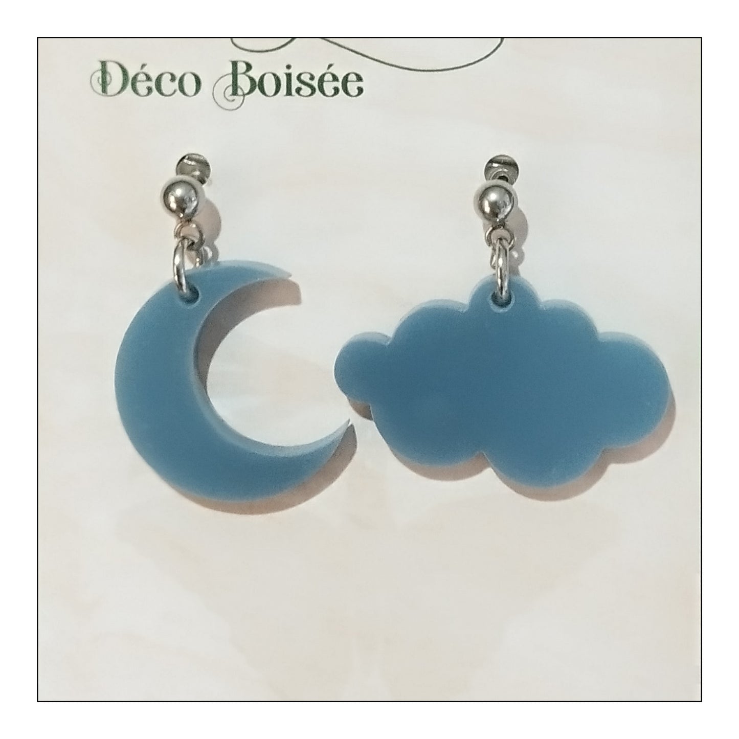 BO lune & nuage pastel pierre monture argentée