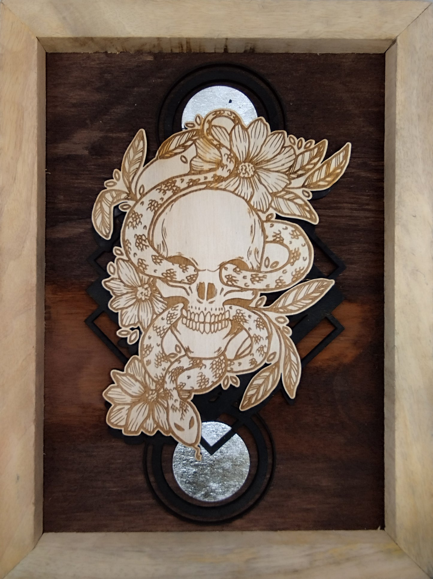 Cadre Gravure crâne au serpent