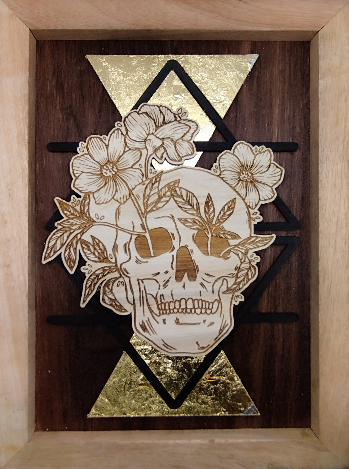 Cadre Gravure crâne floral de l'oeil