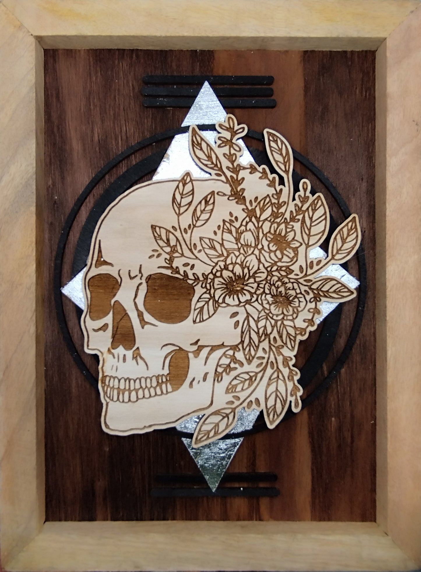 Cadre Gravure crâne floral