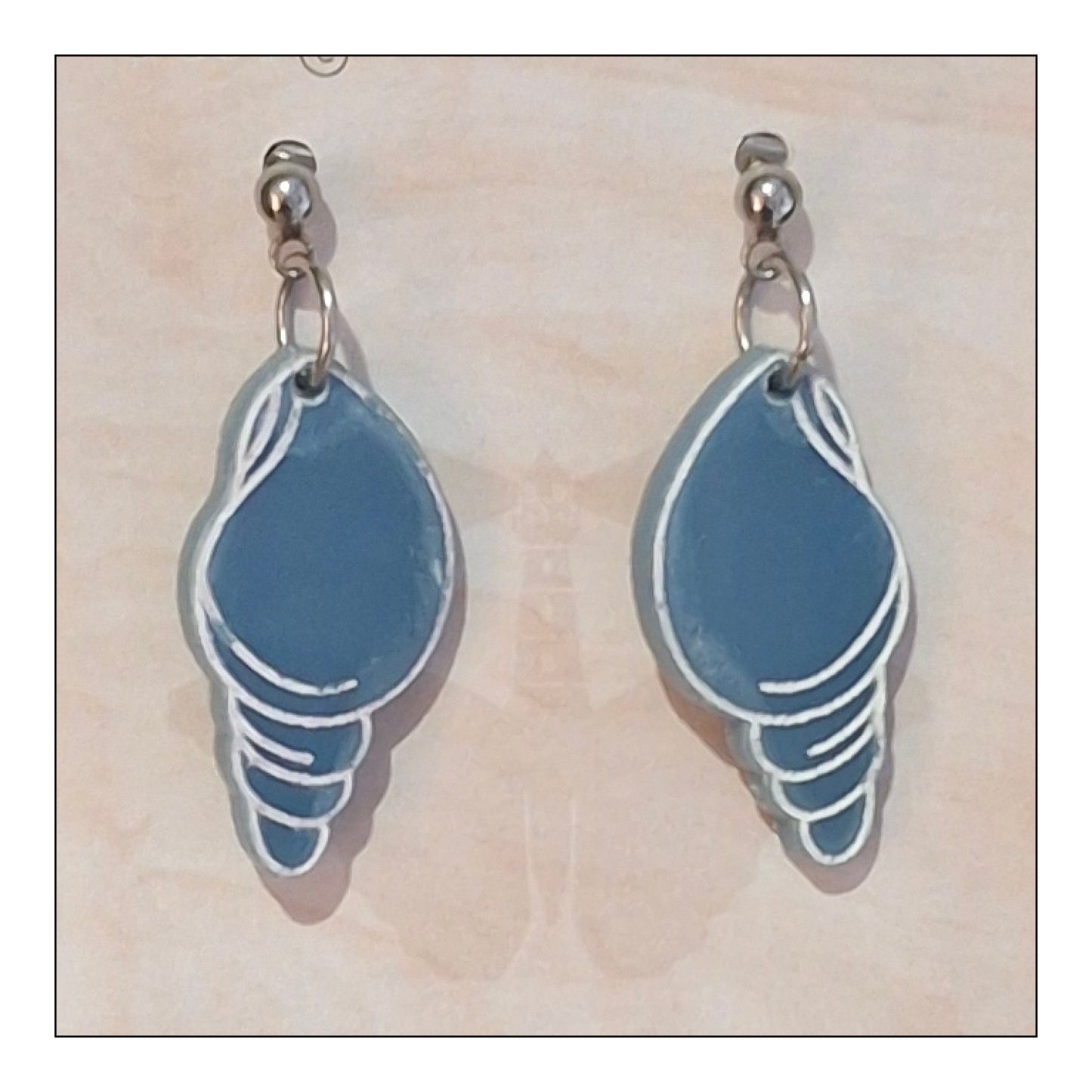 BO Coquillage long "pastel pierre" monture argentée