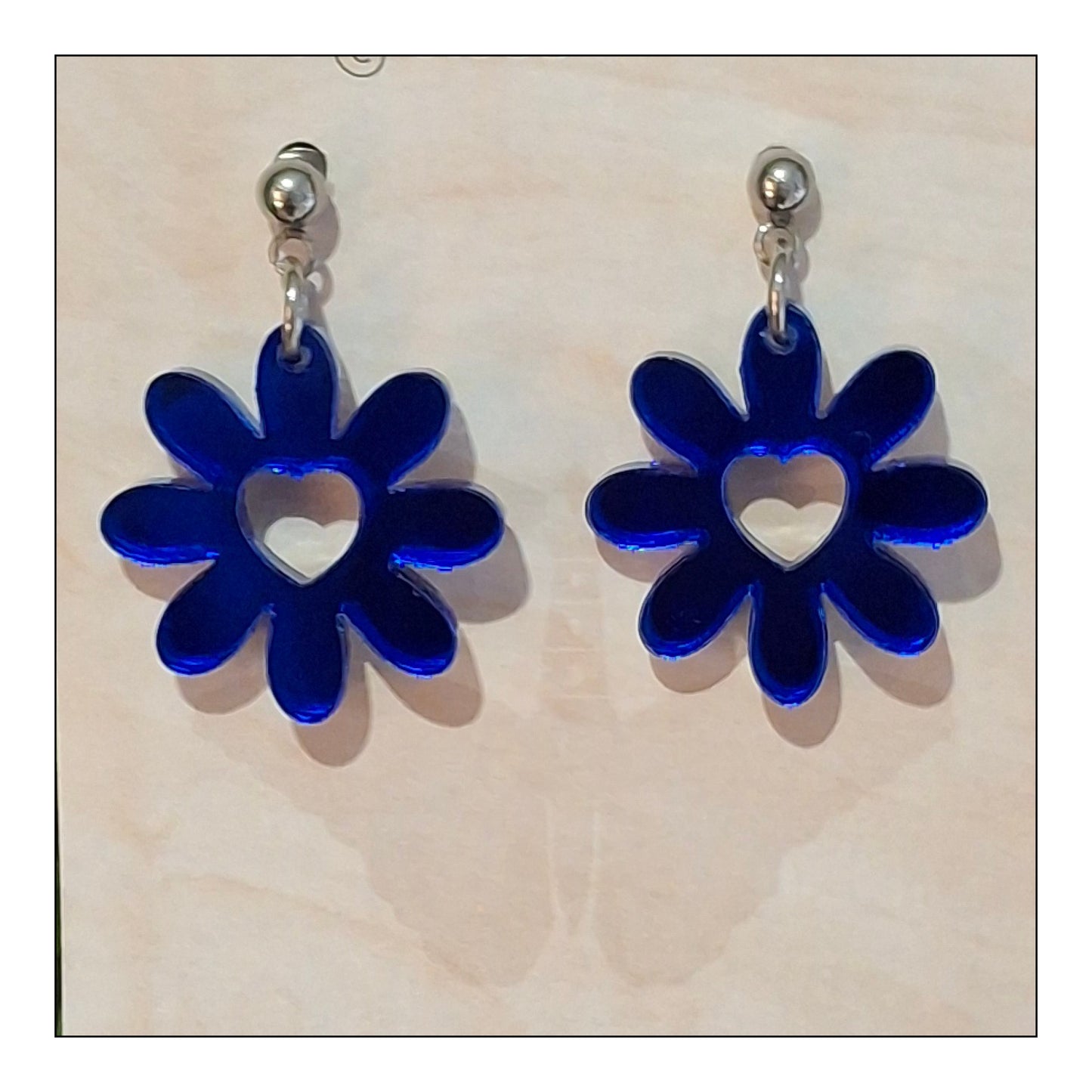 BO fleur bleu miroir monture argentée