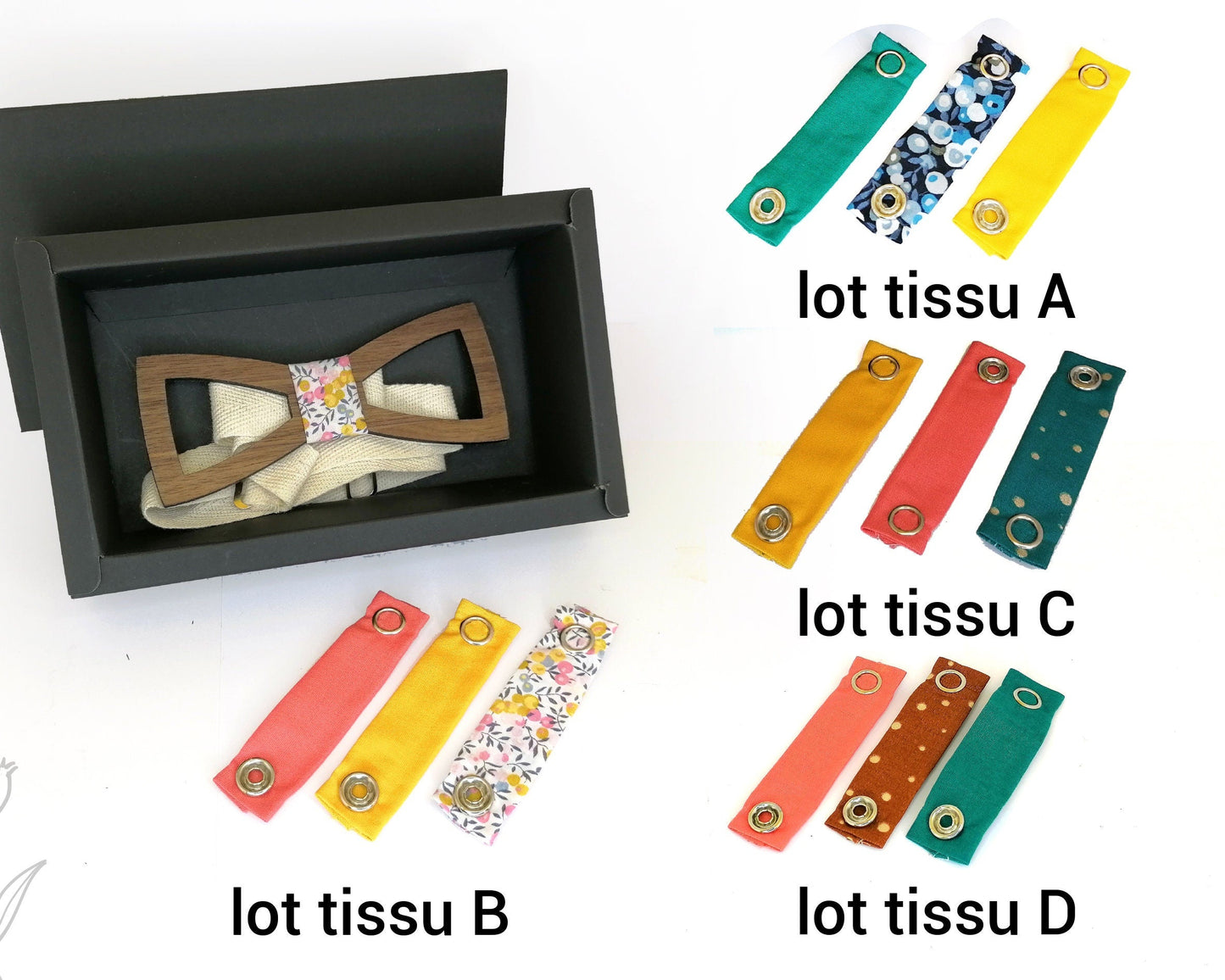 Noeud papillon en bois - Encre