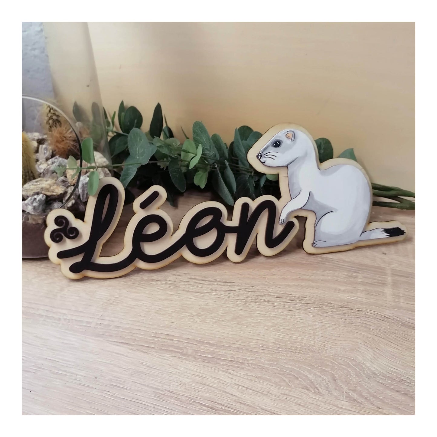 Le prénom et sa déco (licorne, hermine, tortue, perroquet, et pika)