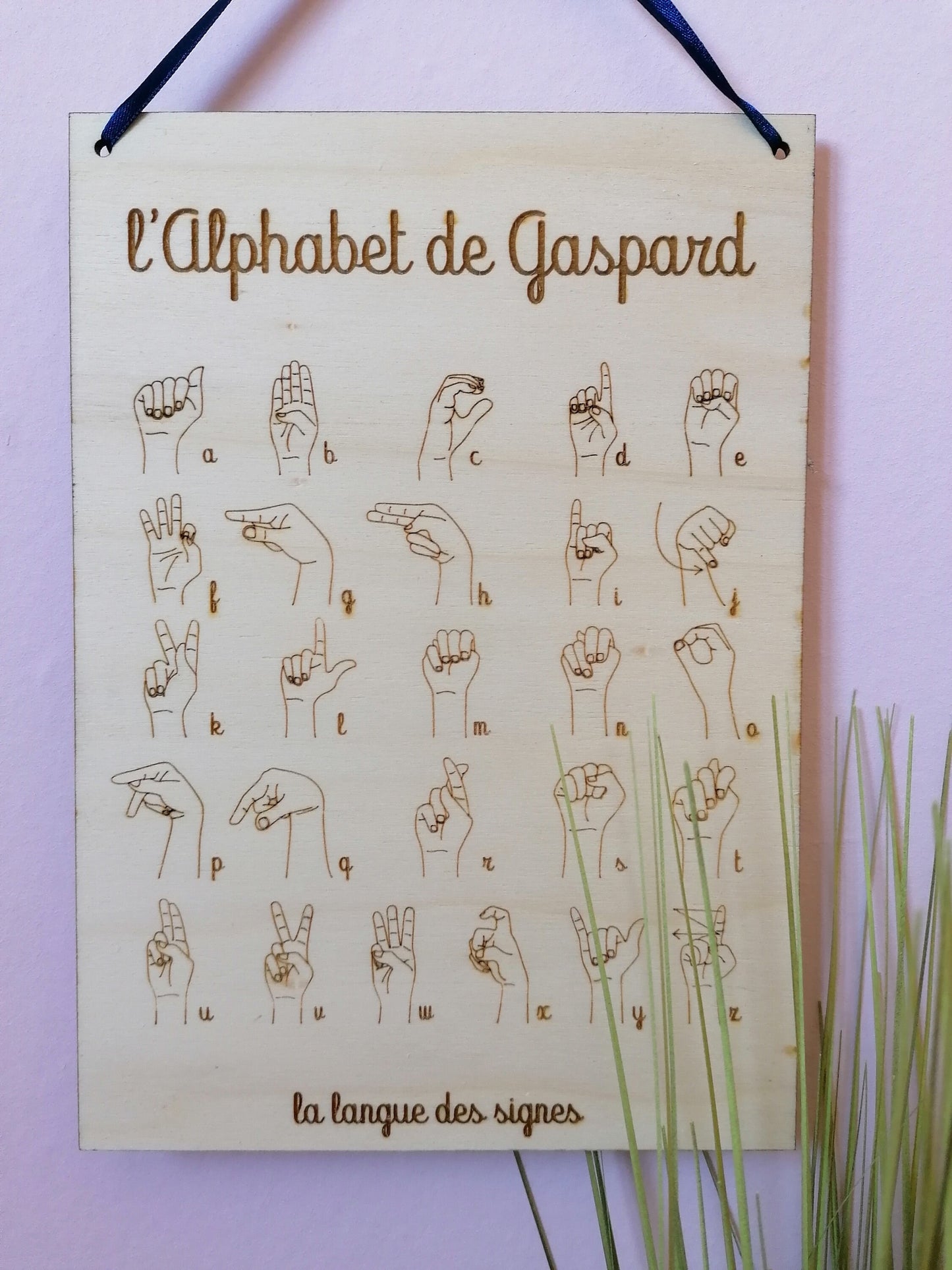 Alphabet en langue des signes personnalisé gravure prénom