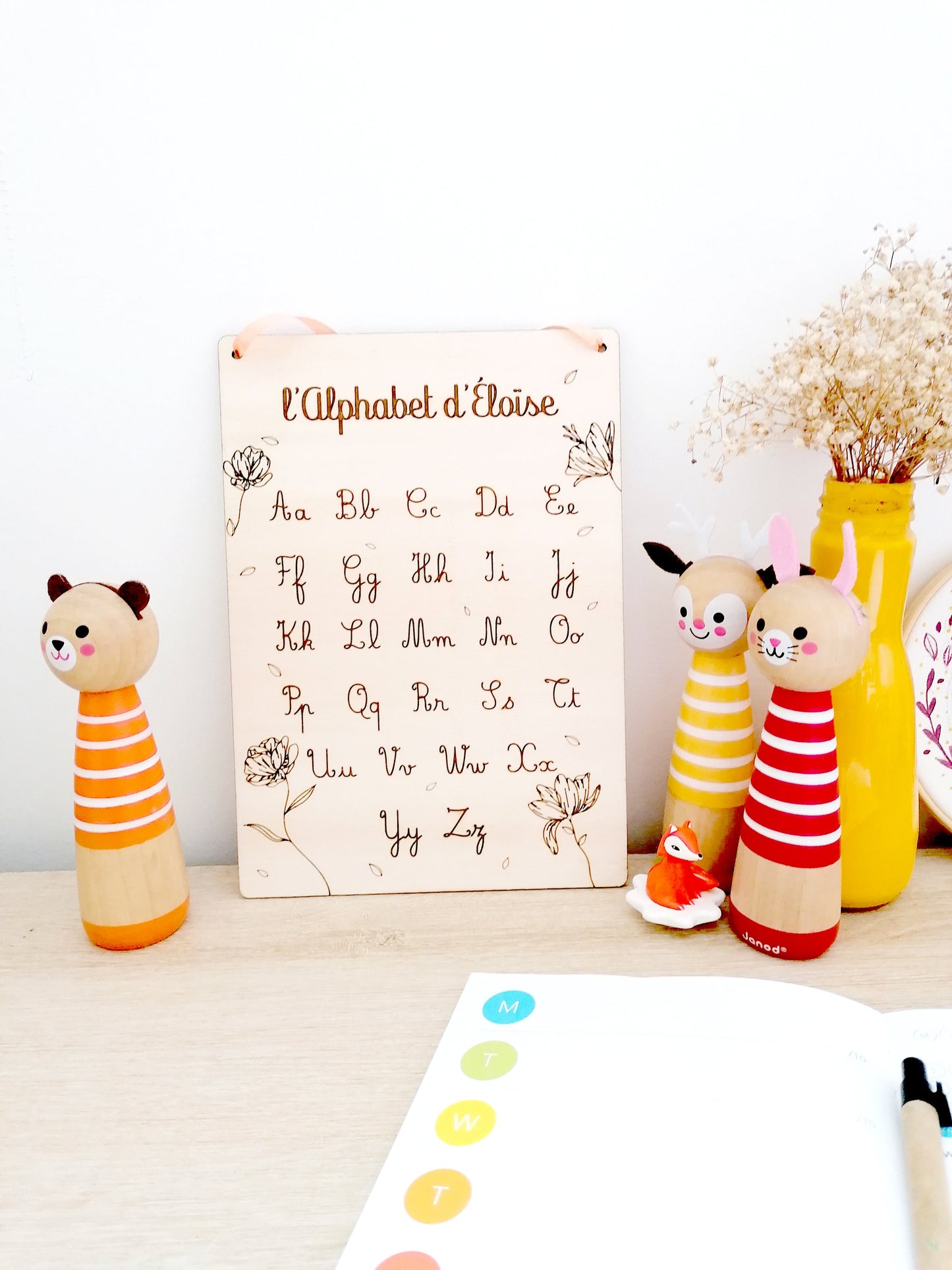 l'alphabet à personnaliser - en bois - décoration florale