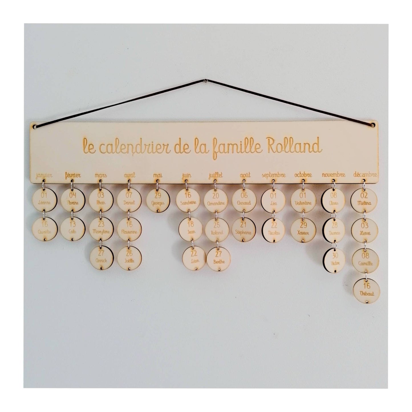 Calendrier des anniversaires perpétuel simple