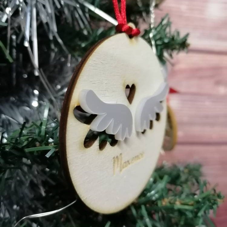 Boule de Noël en bois et plexi nacré