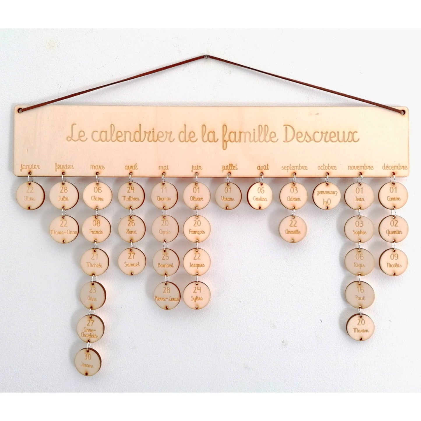 Calendrier des anniversaires perpétuel simple