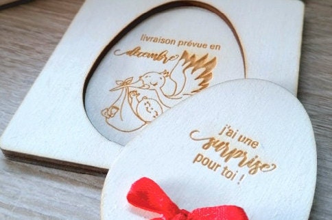 Annonce de la cigogne, carte d'annonce grossesse - personnalisée sur mesure