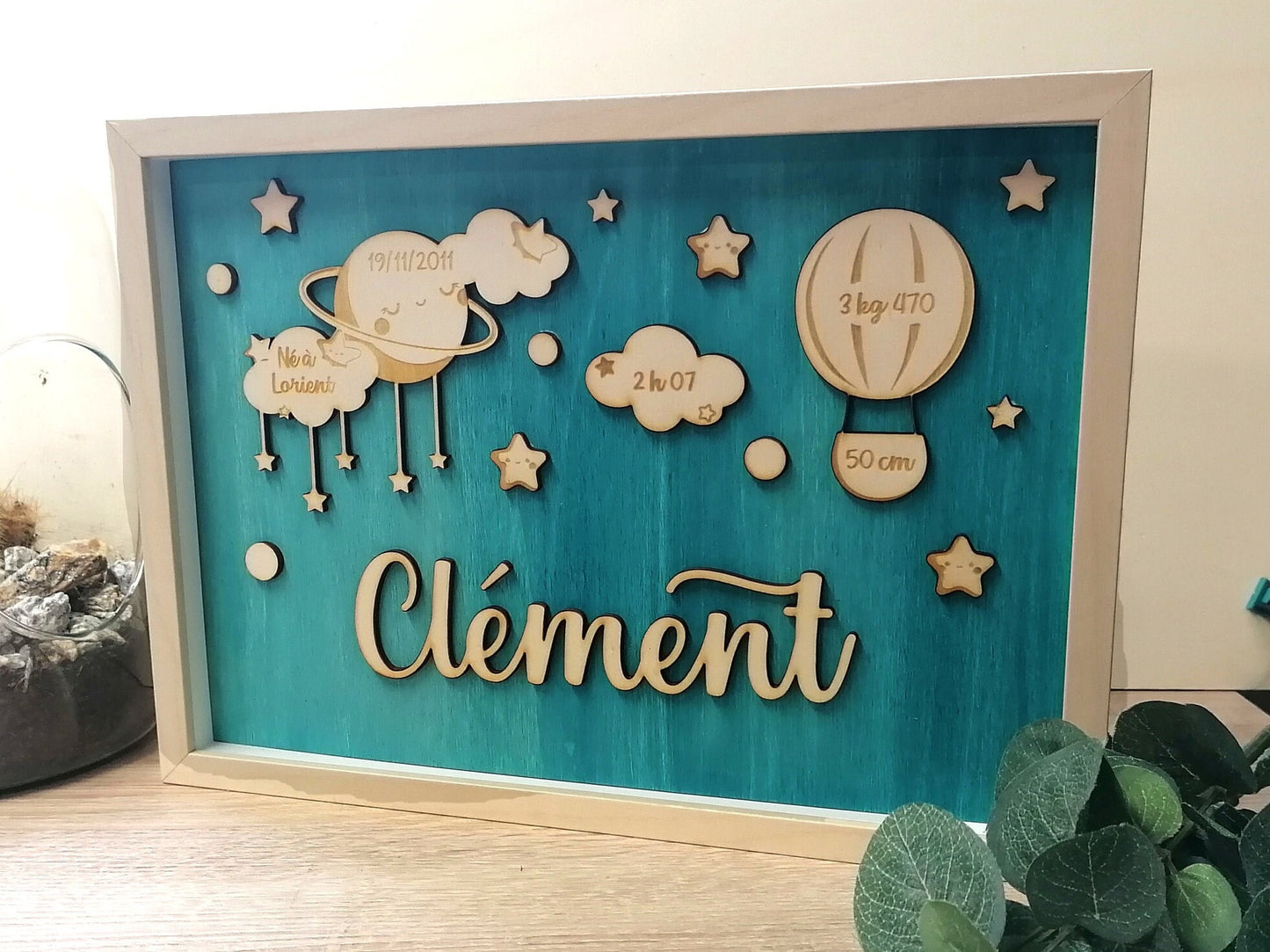 Cadre naissance thème montgolfière