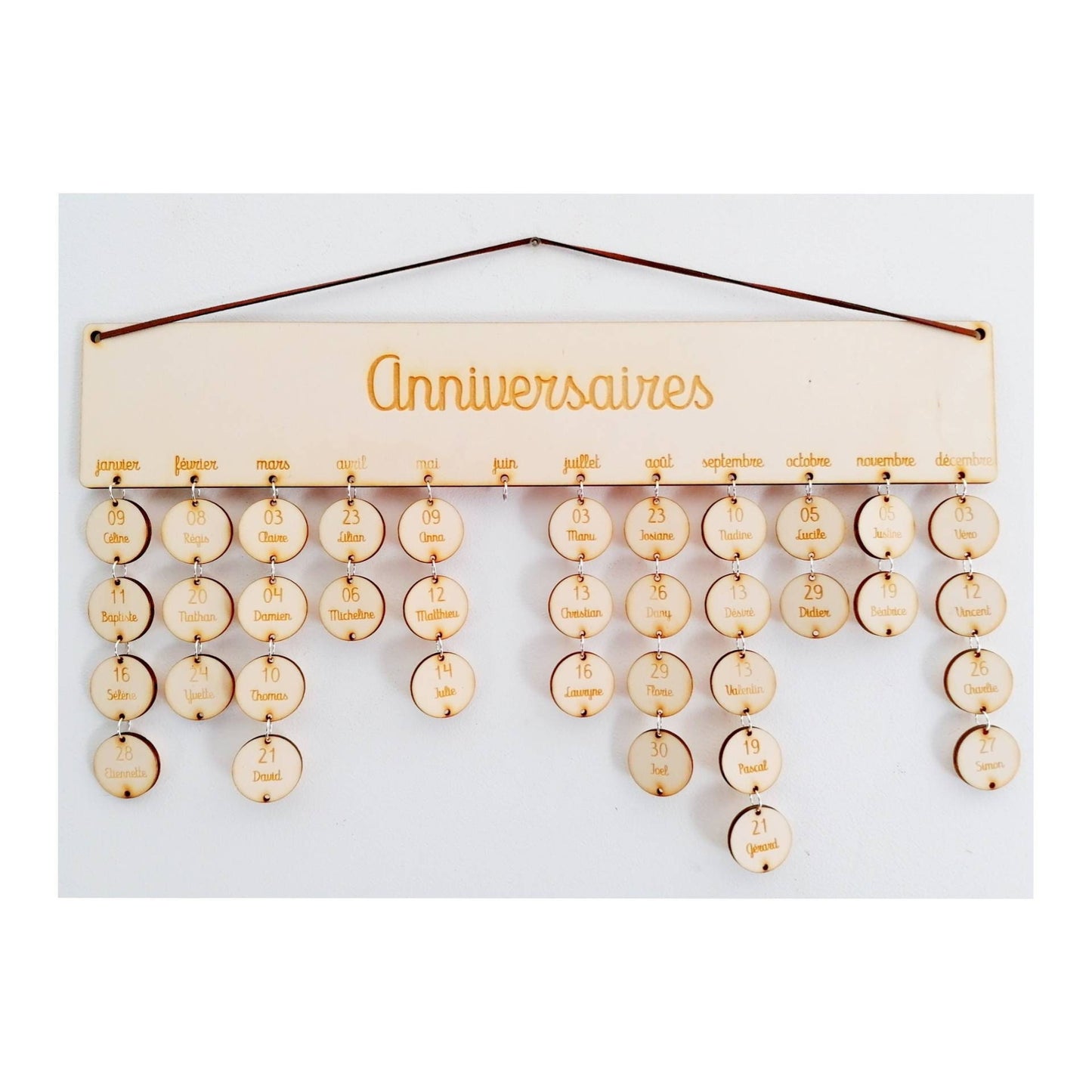 Calendrier des anniversaires perpétuel simple