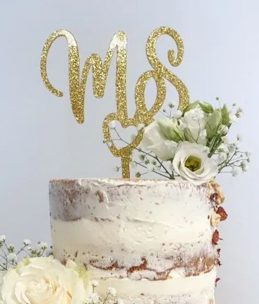 Cake topper initiales & coeur