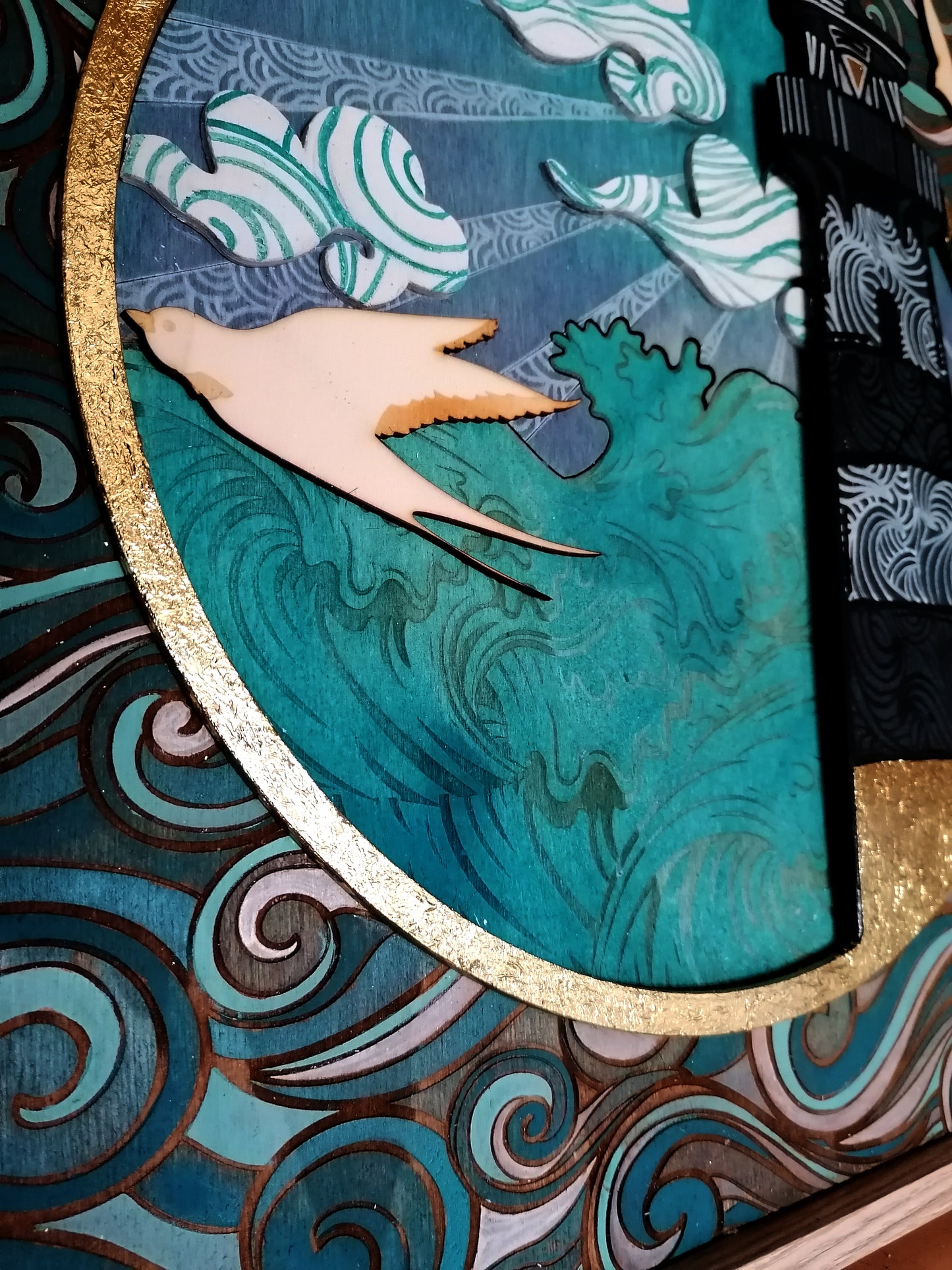 Tableau en bois techniques mixtes – Œuvre originale peinte à la main 480×480 mm