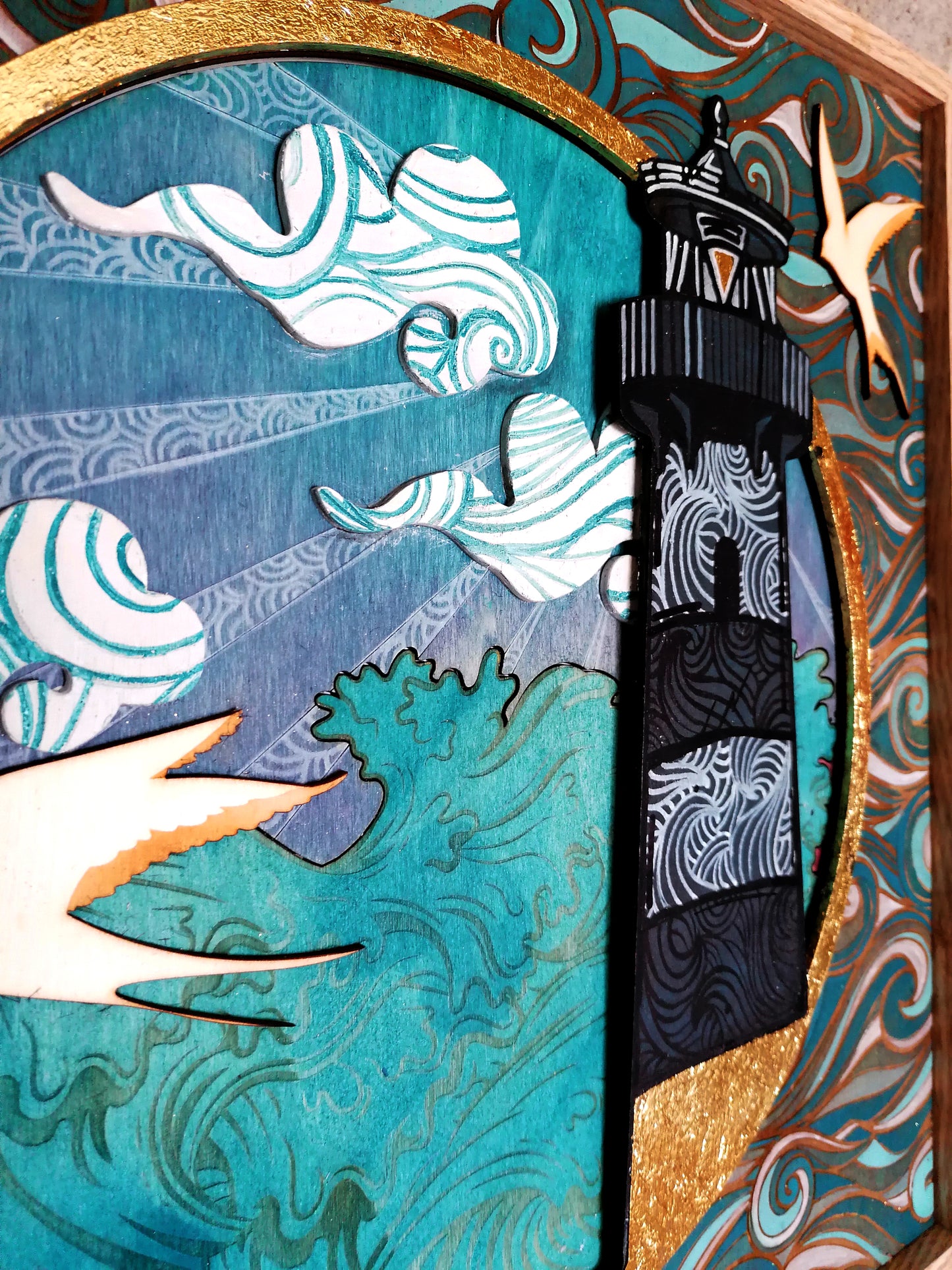 Tableau en bois techniques mixtes – Œuvre originale peinte à la main 480×480 mm