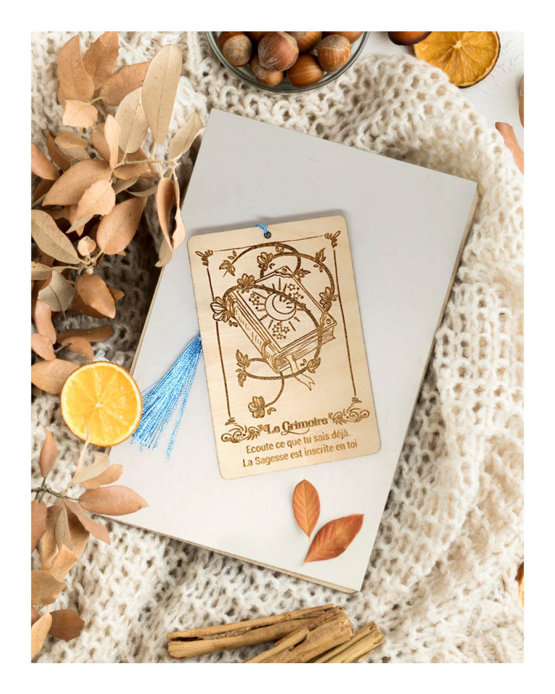 Marque-page Tarot – Bois de bouleau gravé
