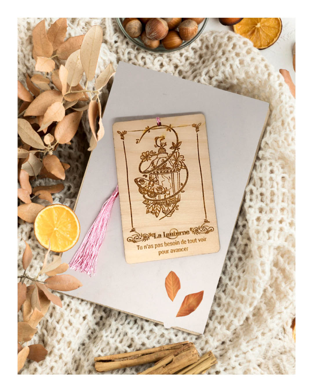 Marque-page Tarot – Bois de bouleau gravé