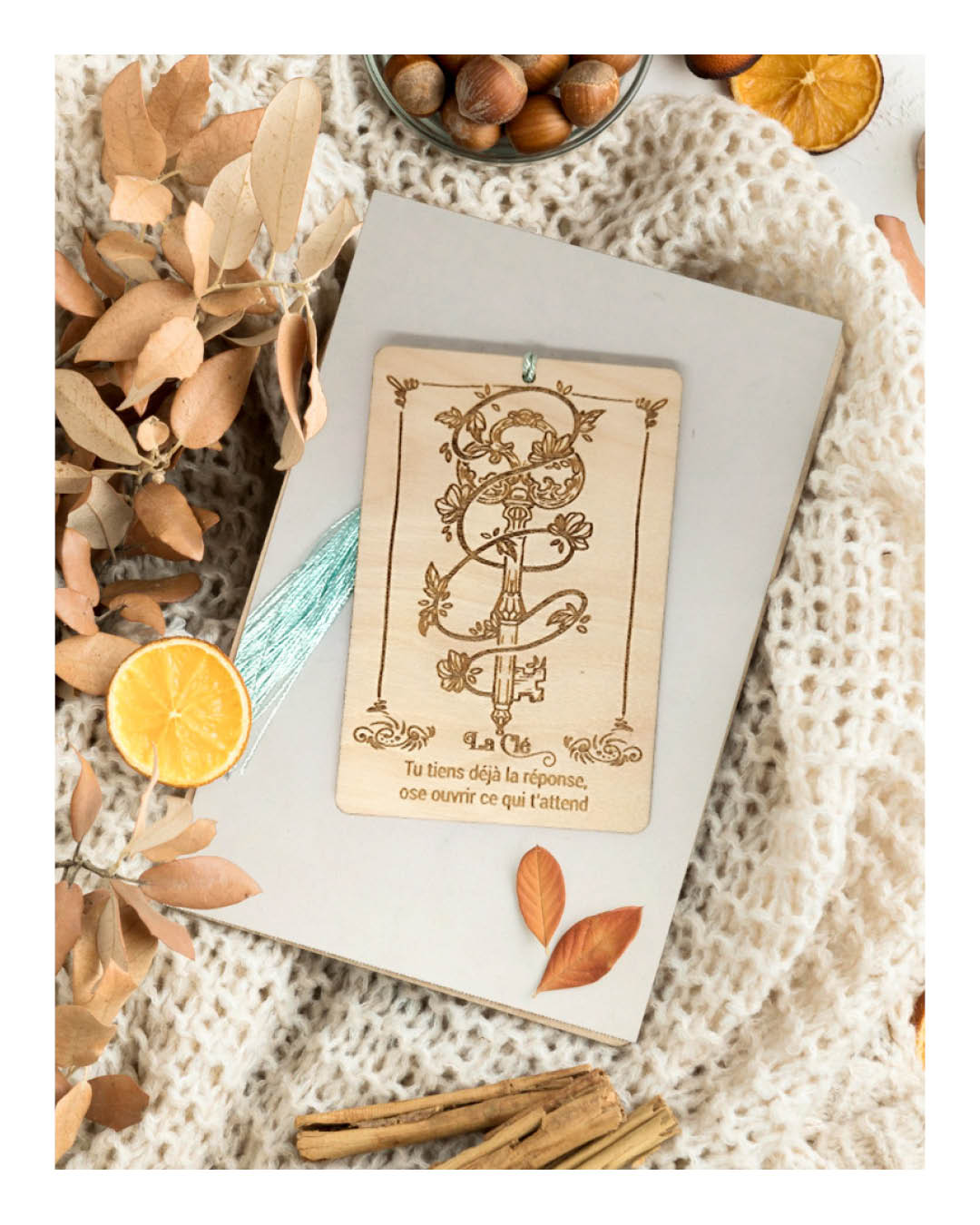 Marque-page Tarot – Bois de bouleau gravé