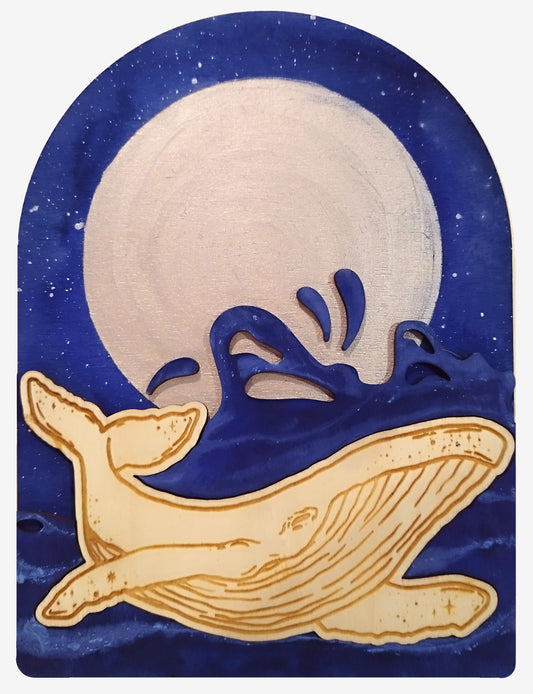 Baleine galaxie bleue et argent