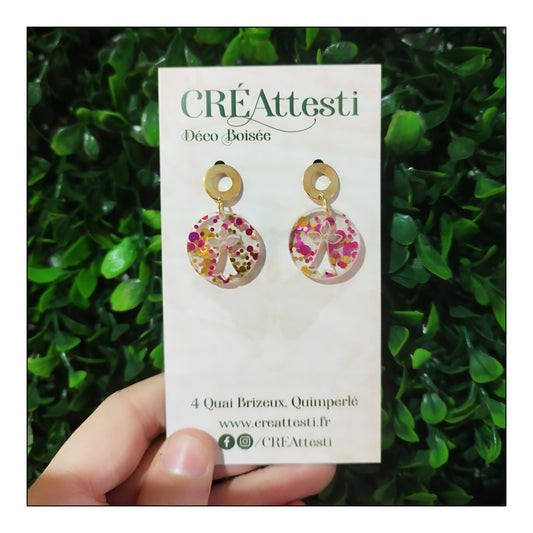 BO hermine paillettes dots rose monture dorée