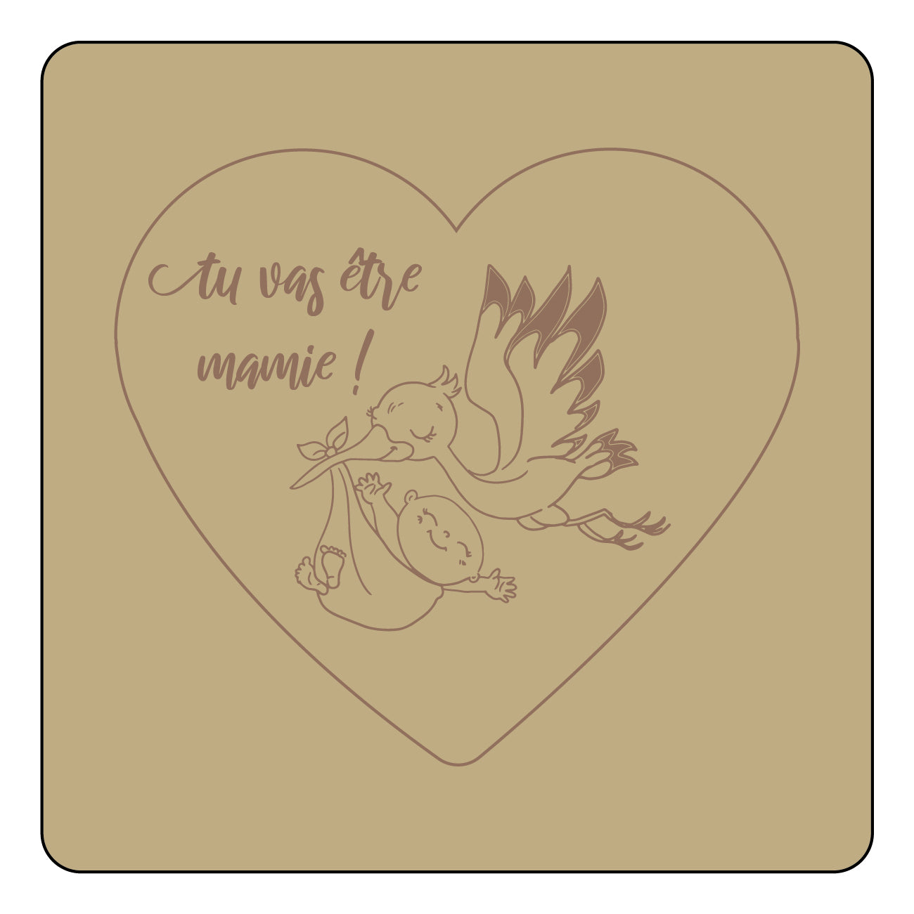 Annonce de la cigogne, carte d'annonce grossesse en coeur - personnalisée sur mesure