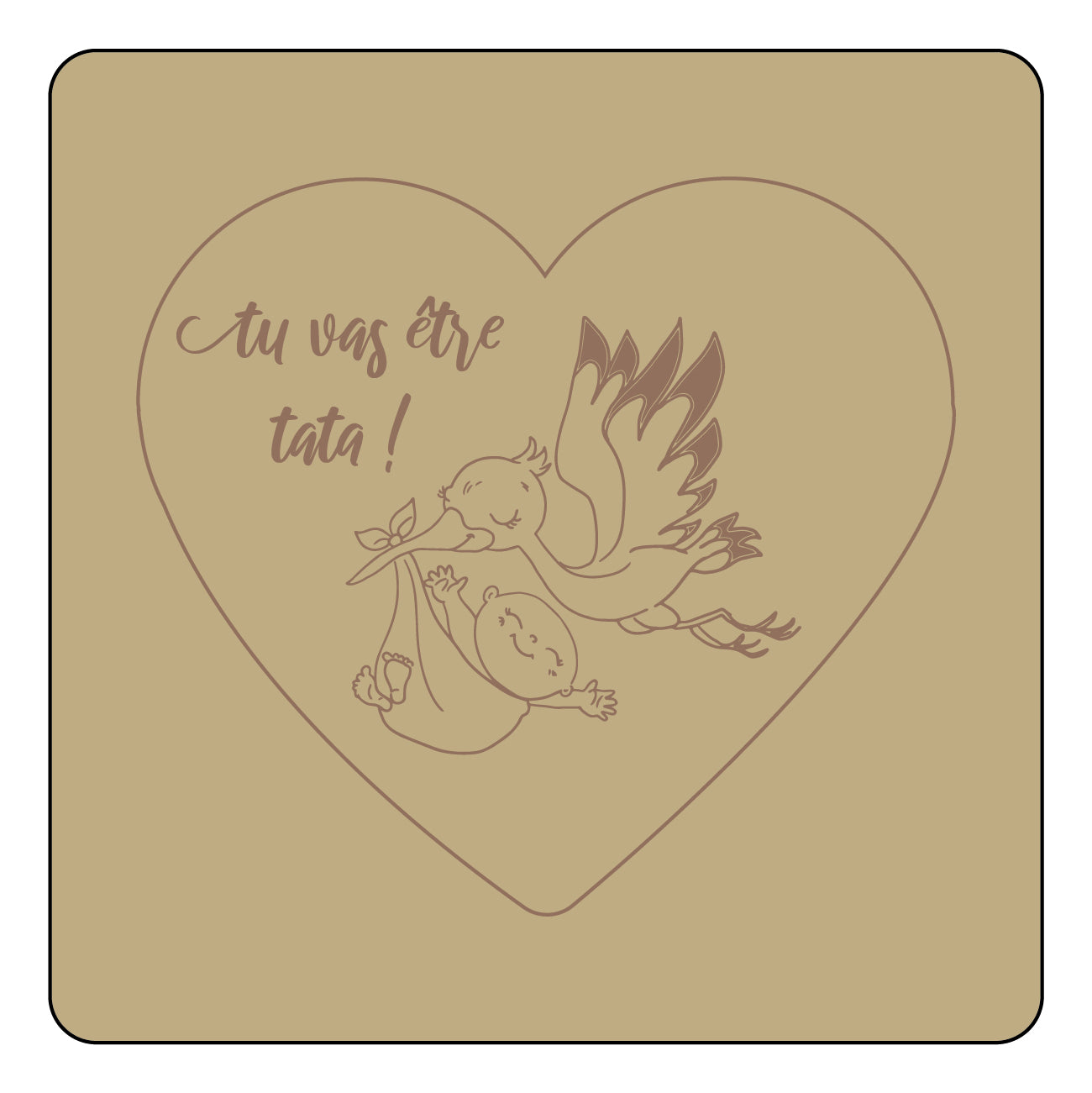 Annonce de la cigogne, carte d'annonce grossesse en coeur - personnalisée sur mesure