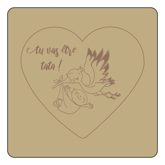 Annonce de la cigogne, carte d'annonce grossesse en coeur - personnalisée sur mesure