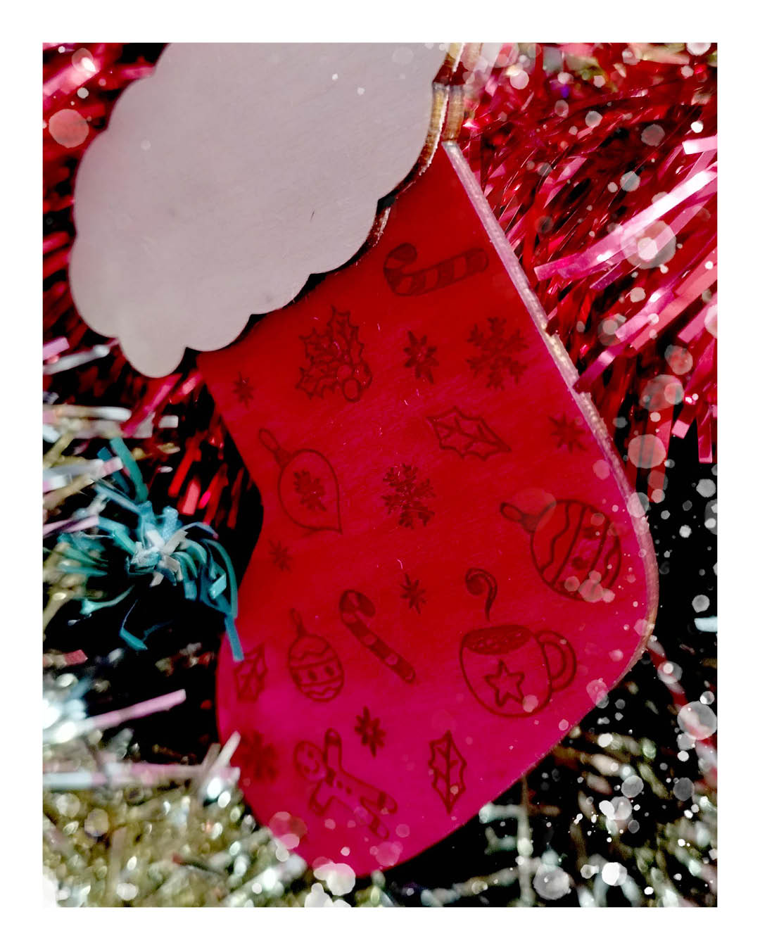 Boule Chaussette de Noël peinte à la main