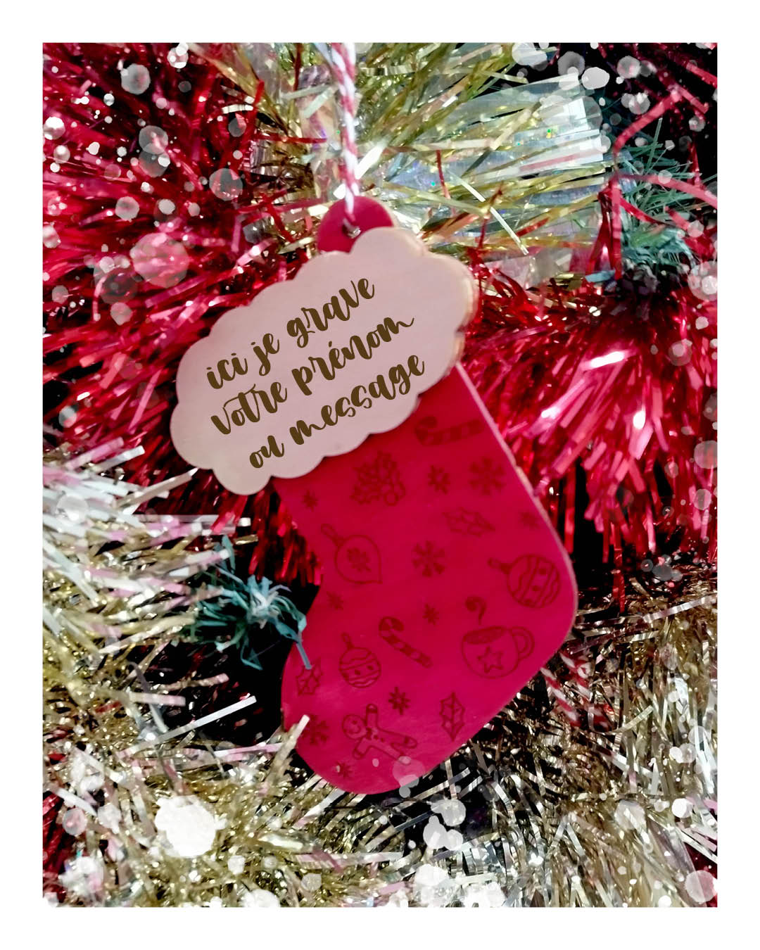 Boule Chaussette de Noël peinte à la main