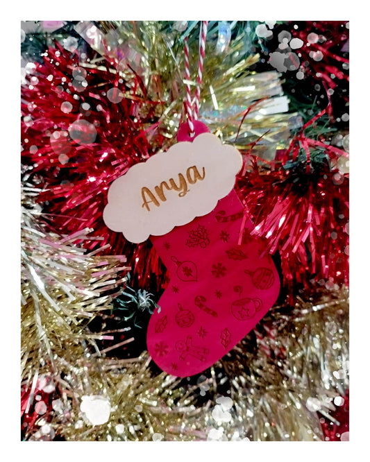 Boule Chaussette de Noël peinte à la main