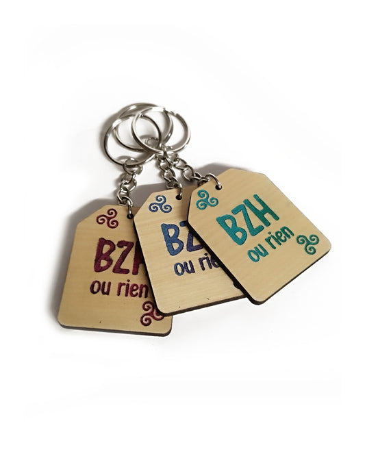 Porte-clés en bois gravé - collection BZH