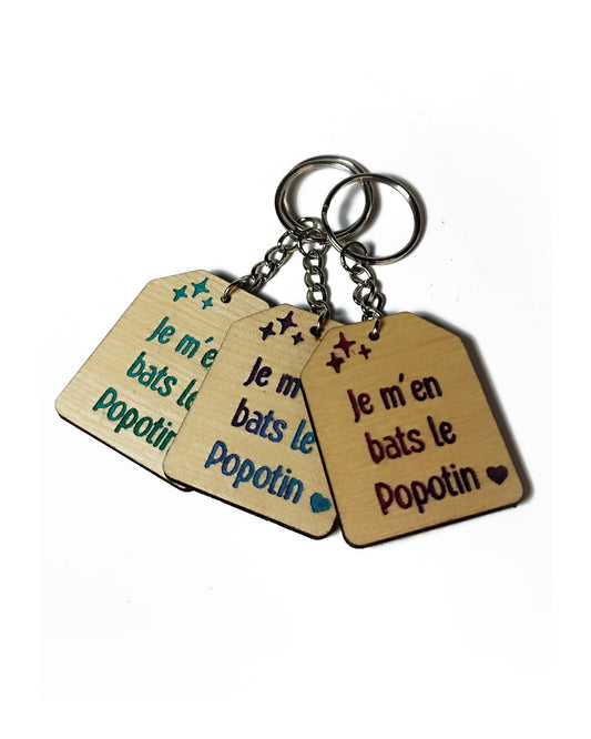 Porte-clés en bois gravé - collection Et puis Merde