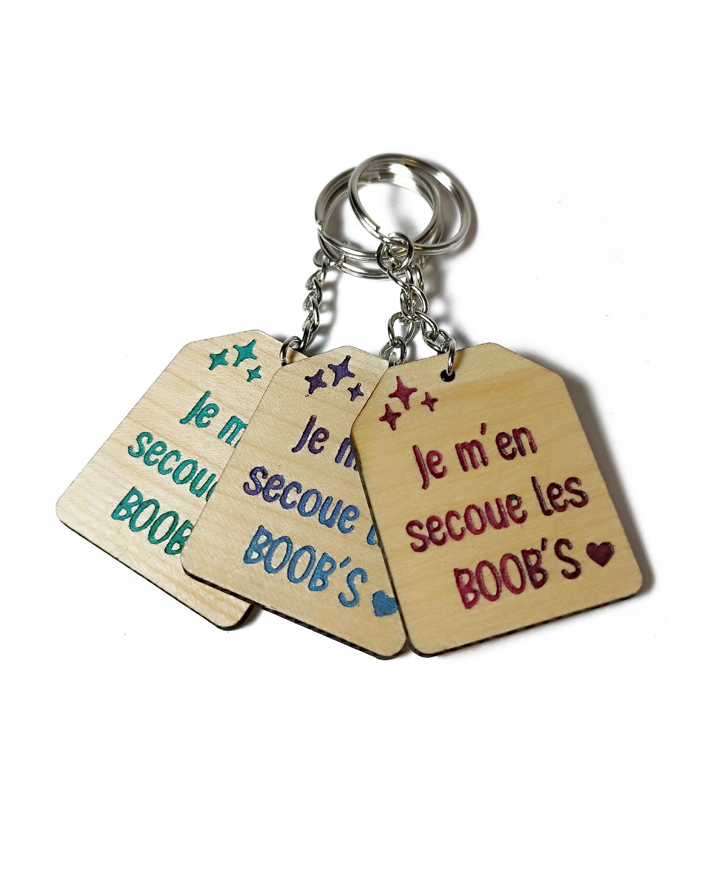 Porte-clés en bois gravé - collection Et puis Merde