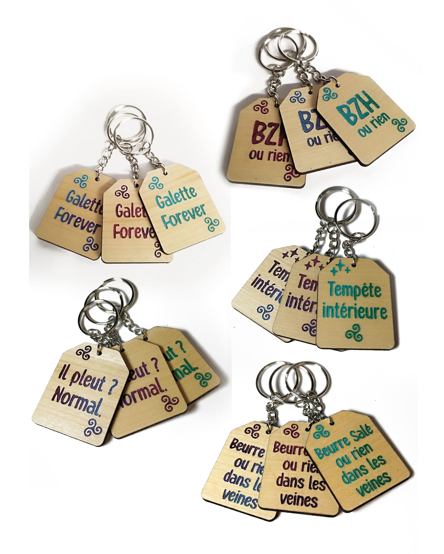 Porte-clés en bois gravé - collection BZH