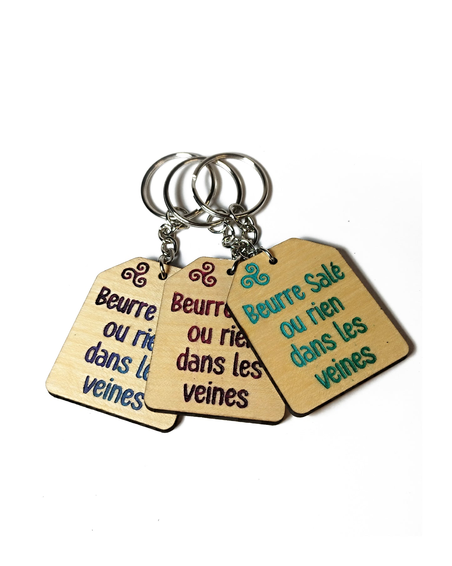 Porte-clés en bois gravé - collection BZH