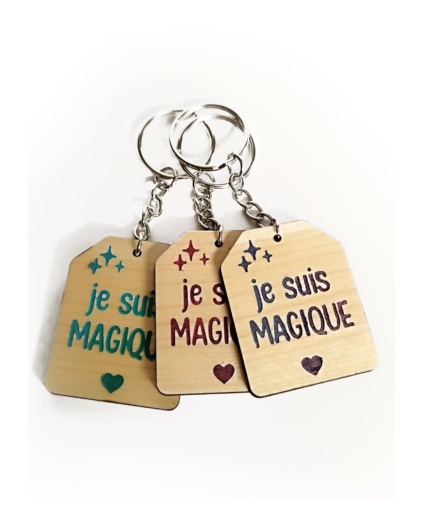 Porte-clés en bois gravé - collection Et puis Merde