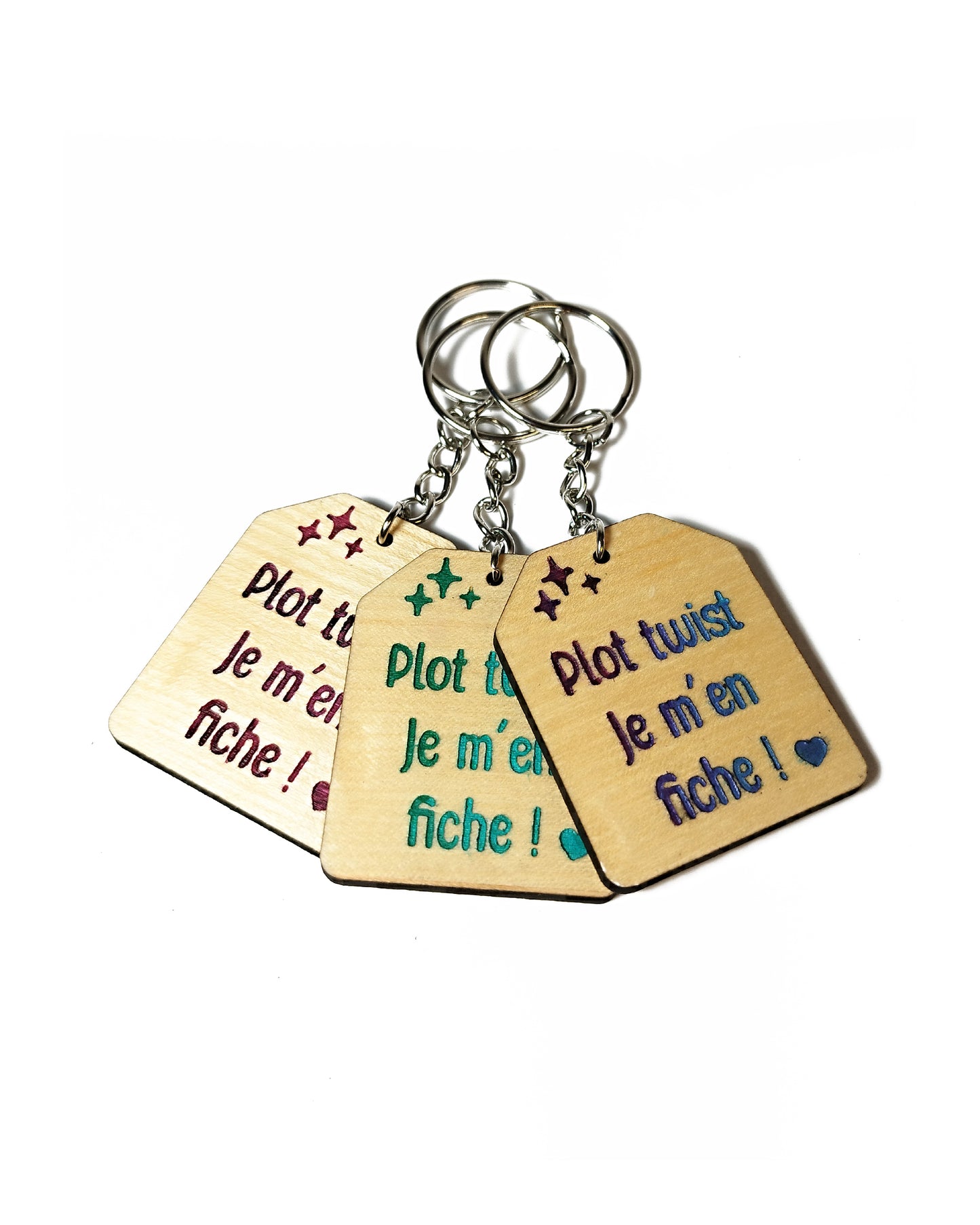 Porte-clés en bois gravé - collection Et puis Merde