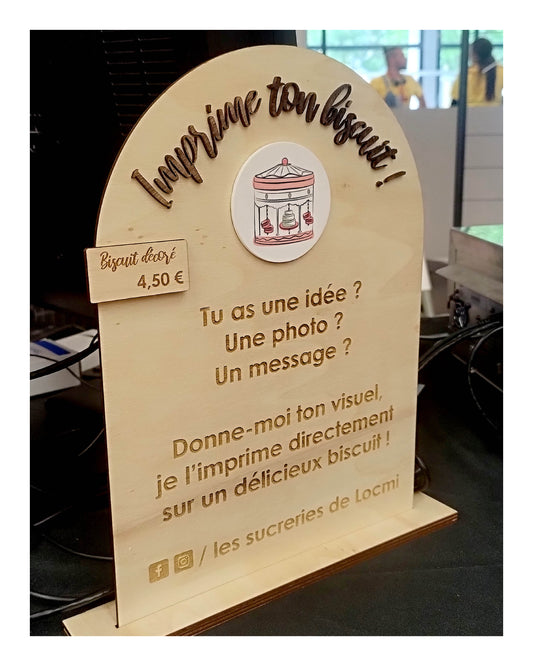 Panneau de stand avec socle en bois