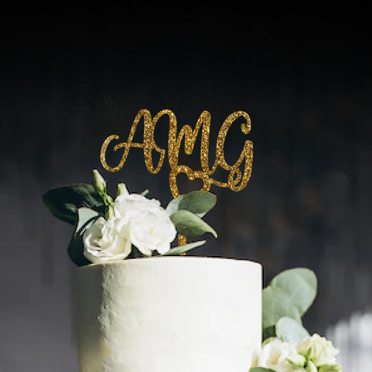 Cake topper initiales & coeur