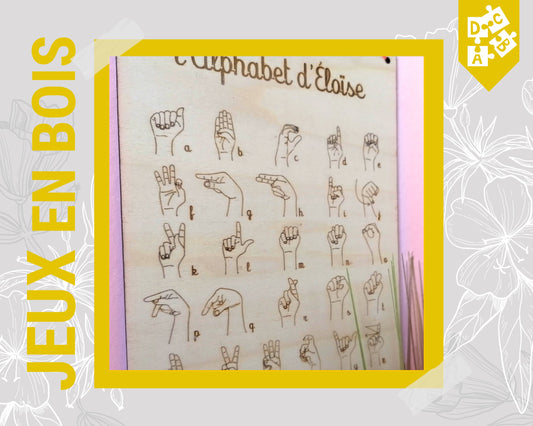 Alphabet en langue des signes personnalisé gravure prénom