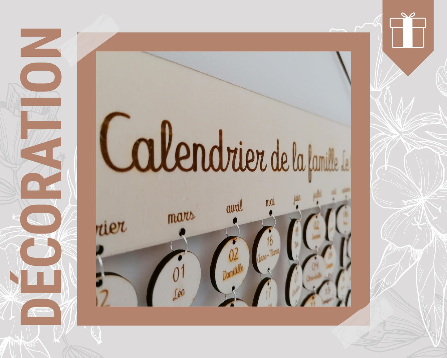 Calendrier des anniversaires perpétuel floral